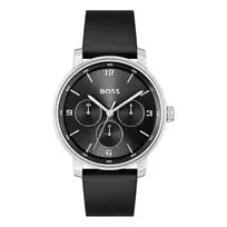 BOSS Vyriškas laikrodis 1514125 Velocity Quartz Chronograph 44 mm Mėlynas ciferblatas Rudo odos dirželis