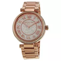 Michael Kors MK5868 Moteriškas laikrodis su chronografu, rožinio aukso spalvos nerūdijančiu plienu, 39 mm