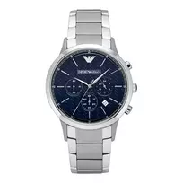Armani AR2486 Vyrų Kvarcinis Chronografo Laikrodis 43mm Nerūdijančio Plieno Mėlynu Ciferblatu
