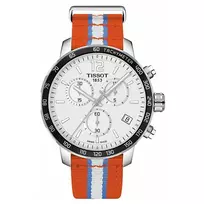 TISSOT T-Sport Quickster Vyriškas Šveicariškas Kvarcinis Chronografo Laikrodis 42mm Baltas Ciferblatas Balta Silikoninė Juosta T09547170371