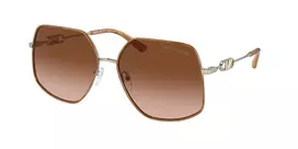 Michael Kors moteriški akiniai nuo saulės MK1127J10143B rožinio aukso metalinis rėmelis, rudi gradientiniai lęšiai, 59 mm