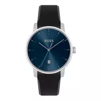 BOSS Vyriškas laikrodis 1514131 40mm Kvarcinis Chronografas Nerūdijančio Plieno Korpusas Juodas Odinis Dirželis