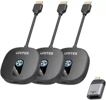 UNITEK Wireless HDMI 1080p AV Signal Transmitter System, 1 Transmitter + 2 Receivers, Black