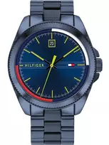 Tommy Hilfiger vyriškas laikrodis TH1791689 44mm mėlynas ciferblatas ruda odinė juosta