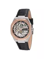 Pierre Cardin Vyriškas Kvarcinis Analoginis Laikrodis CF.1002.LB.2 42mm Nerūdijantis Plienas Juodas Ciferblatas Odinis Dirželis
