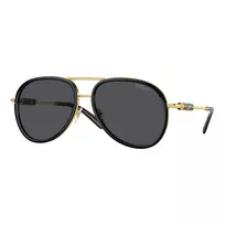VERSACE VE2260-100287 Unisex Aviator akiniai Auksinis rėmelis Pilki lęšiai 60/16/140 mm
