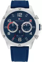 Tommy Hilfiger Vyriškas Laikrodis 1792027 Analoginis Kvarcinis 44mm Mėlynas Ciferblatas Sidabrinis Nerūdijantis Plienas
