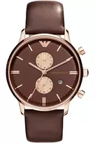 ARMANI AR0387 Vyriškas Kvarcinis Chronografo Laikrodis 42mm Juodas Ciferblatas Odinis Dirželis