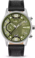 POLICE Vyriškas laikrodis PEWJF2203305 48mm Chronografas Juodas Ciferblatas Odinis Dirželis