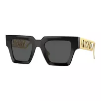 VERSACE VE4431F-GB187 Moteriški katininiai akiniai nuo saulės – juodas acetatinis rėmelis, pilki poliamidiniai lęšiai, UV400 apsauga, 50/22/145 mm