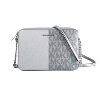 Michael Kors Jet Set Travel Crossbody Bag 35F5STTC9YSIL Sidabrinis Signature Coated Canvas