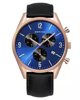 Bering vyriškas klasikinis minimalistinis kvarcinis laikrodis 10542-567 42mm rožinis auksas ruda
