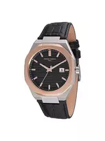 Pierre Cardin vyriškas laikrodis CF.1000.LB.1 42mm nerūdijančio plieno kvarcinis analoginis juodas ciferblatas odinis dirželis