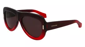 FERRAGAMO SF2029SE-615 Moteriški Akiniai Nuo Saulės – Raudonas Acetatinis Rėmelis, Pilkšvi Gradientiniai Stiklai, 57mm