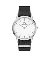 DANIEL WELLINGTON Classic Men's Watch DW00100677 40mm Rose Gold Stainless Steel Case Eggshell White Dial Black Leather Strap