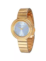 Pierre Cardin Women's Quartz Analog Watch CF.1010.MG.1 - 32mm Gold Stainless Steel Case, White Dial, Brown Leather Strap