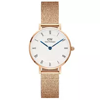 DANIEL WELLINGTON Petite Lumine Moteriškas Laikrodis 28mm Rožinio Aukso Nerūdijantis Plienas Baltas Perlmutro Ciferblatas