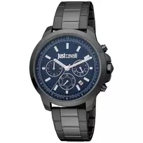 JUST CAVALLI MAN JC1G178M0075 44mm Quartz Analog Watch Stainless Steel Milanese Mesh Strap Blue Dial