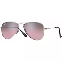 Ray-Ban Junior RJ9506S2117E5 Vaikiški akiniai nuo saulės, stačiakampiai, permatomas rožinis rėmelis, šviesiai rudi gradientiniai rožiniai lęšiai, 52/14/125 mm