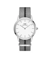 DANIEL WELLINGTON Petite Lumine Moteriškas Laikrodis 26mm Sidabrinis Nerūdijančio Plieno Tinklelis DW00100679
