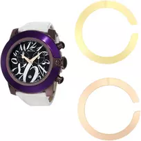GLAM ROCK Moteriškas Laikrodis GR32112 (44mm) - Šveicariškas Kvarcas, Baltas Keraminis Bezelis, Silikoninis Dirželis