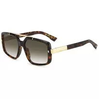 DSQUARED2 D2-0120-S-086 Vyriški akiniai nuo saulės, tamsiai Havana rėmelis, pilki lęšiai, 57 mm