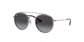 Ray-Ban Junior RJ9647S2908G4 Vaikiški akiniai nuo saulės, kvadratiniai, permatomas pilkas rėmelis, pilki gradientiniai lęšiai, 46 mm lęšio plotis