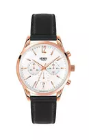 HENRY LONDON Moteriškas Laikrodis HL39-CS-0036 39mm Rožinio Aukso Spalvos Plieninis Korpusas Žalias Ciferblatas Žalias Odinis Dirželis