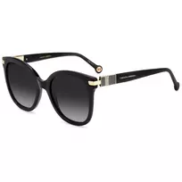 CAROLINA HERRERA HER0134S807 Moteriški Akiniai nuo Saulės - Juodas Acetato Rėmelis, Pilki Polikarbonato Lęšiai, 55/21/145 mm