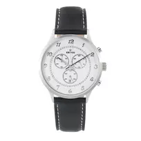 KRONOS Vyriškas Kvarcinis Analoginis Laikrodis 40mm Nerūdijančio Plieno Korpusas Juodas Odinis Dirželis 783.35.19