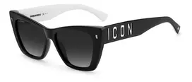 DSQUARED2 ICON0006S80S Moteriški Akiniai nuo Saulės – Juodas Acetato Rėmelis, Pilki Lęšiai, 53 mm