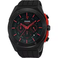 Pulsar Vyriškas Kvarcinis Chronografo Laikrodis PT3463X1 - 45mm Nerūdijančio Plieno Korpusas, Mėlynas Ciferblatas, Ruda Odinė Apyrankė, 100m Atsparumas Vandeniu