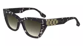 Victoria Beckham VB668S5516010 Moteriški kvadratiniai akiniai nuo saulės - juodas acetatinis rėmelis, pilki CR-39 lęšiai, 55 mm
