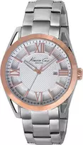 KENNETH COLE Vyrų rankinis laikrodis IKC9373 analoginis kvarcinis 42mm juodas ciferblatas natūrali oda