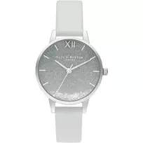 OLIVIA BURTON Moteriškas Laikrodis Sparkle Butterfly OB16US27 - 30mm Rožinio Aukso Korpusas, Pilkas Odinis Dirželis