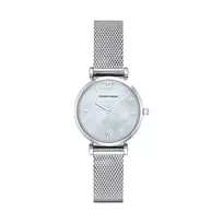 Armani AR1955 Moteriškas Laikrodis Kvarcinis 32mm Nerūdijančio Plieno Korpusas Baltas Ciferblatas Ruda Odinė Apyrankė