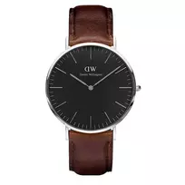 DANIEL WELLINGTON DW00100131 Vyrų Laikrodis 40mm Rožinio Aukso Nerūdijančio Plieno Korpusas, Kreminės Baltos Spalvos Ciferblatas, Tamsiai Ruda Odinė Juosta