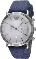 ARMANI vyrų AR11144 Chronografinis nerūdijančio plieno laikrodis 43 mm mėlynu ciferblatu
