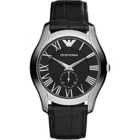ARMANI AR1703 Vyriškas Kvarcinis Chronografo Laikrodis 43mm Juodas Ciferblatas Odinis Dirželis