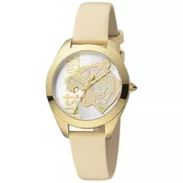 JUST CAVALLI Moteriškas Laikrodis JC1L210L0015 32mm Sidabrinis Ciferblatas Ruda Odinė Apyrankė