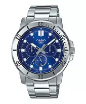 CASIO MTPVD300D2EUD Vyriškas analoginis kvarcinis laikrodis 45mm Nerūdijantis plienas Mėlynas ciferblatas