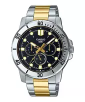 CASIO MTPVD300SG1EU Vyriškas analoginis kvarcinis laikrodis 45mm nerūdijantis plienas dviejų spalvų sidabras/auksas