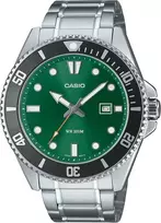 CASIO MDV107D3A2VDF Vyriškas analoginis kvarcinis laikrodis, 42 mm nerūdijantis plienas, žalias ciferblatas, 200 m atsparumas vandeniui