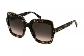 BLUMARINE Moteriški Akiniai Nuo Saulės SBM836S5301GQ - Oversized Square Butterfly Rėmelis, Pilki Gradientiniai Lęšiai, UV400 Apsauga