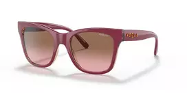 VOGUE Moteriški katės akies akiniai nuo saulės VO5428S299414 Skaidrus rožinis rėmelis, rudi gradientiniai lęšiai 51mm