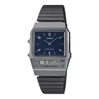 CASIO AQ-800EB-2AEF Unisex Analog-Digital Watch, 32mm, Blue Dial, Silver Mesh Band