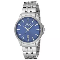 LIU JO MAN TLJ1081 Kvarcinis analoginis laikrodis 40 mm mėlynu ciferblatu ir sidabrine tinklelio apyranke