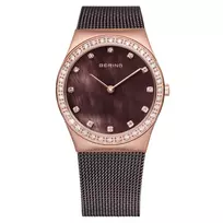 BERING Women's Watch 12430-262 30mm Rose Gold Stainless Steel Mesh Brown Sunray Dial
