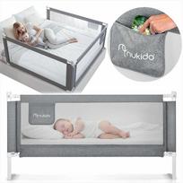 Kūdikio lovos apsauga, 200 cm ilgio, apsauginis barjeras vaikų lovai, pilka apsauginė pusė, sulankstoma lovos apsauga