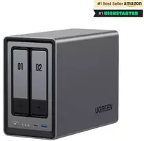 Serveris „UGREEN DXP2800 16TB WD Raudona Plus NAS“ rinkinys, NAS su 2 x 4 TB WD Raudona Pro 3,5 colio SATA kietaisiais diskais